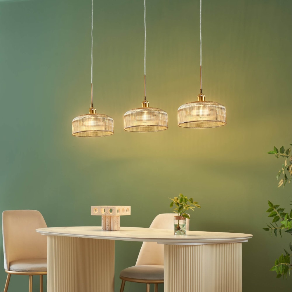 Suspension en verre ambré et laiton 27 cm — vue 4