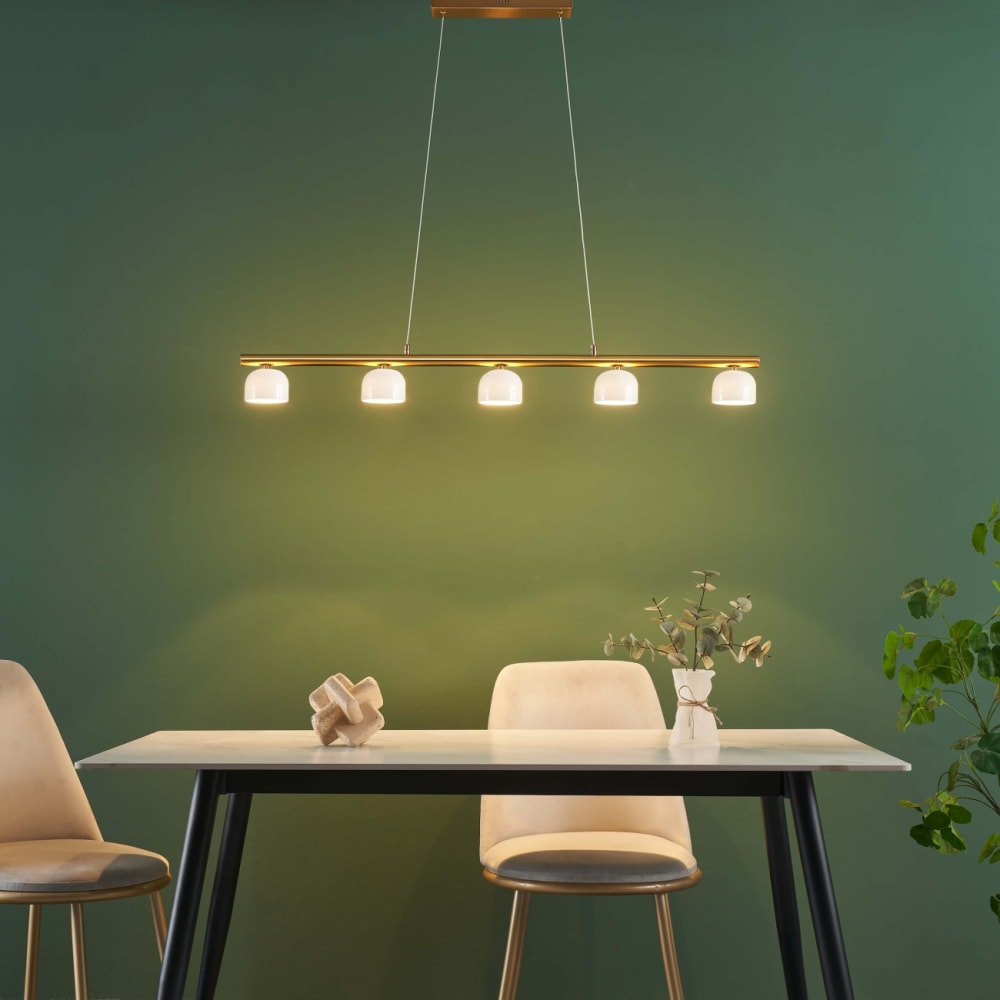 Suspension en verre laiton et blanc 111 cm — vue 4