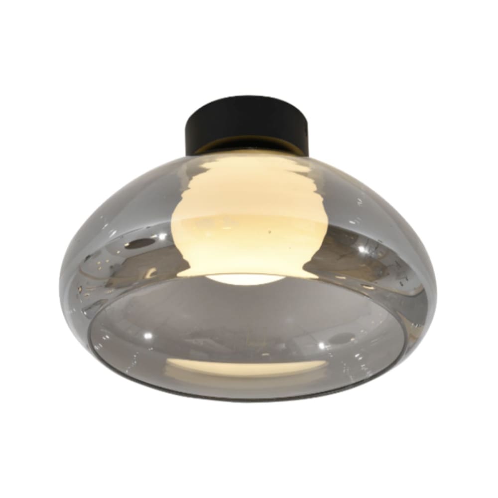 Plafonnier en verre Gris fumé et blanc 33 cm