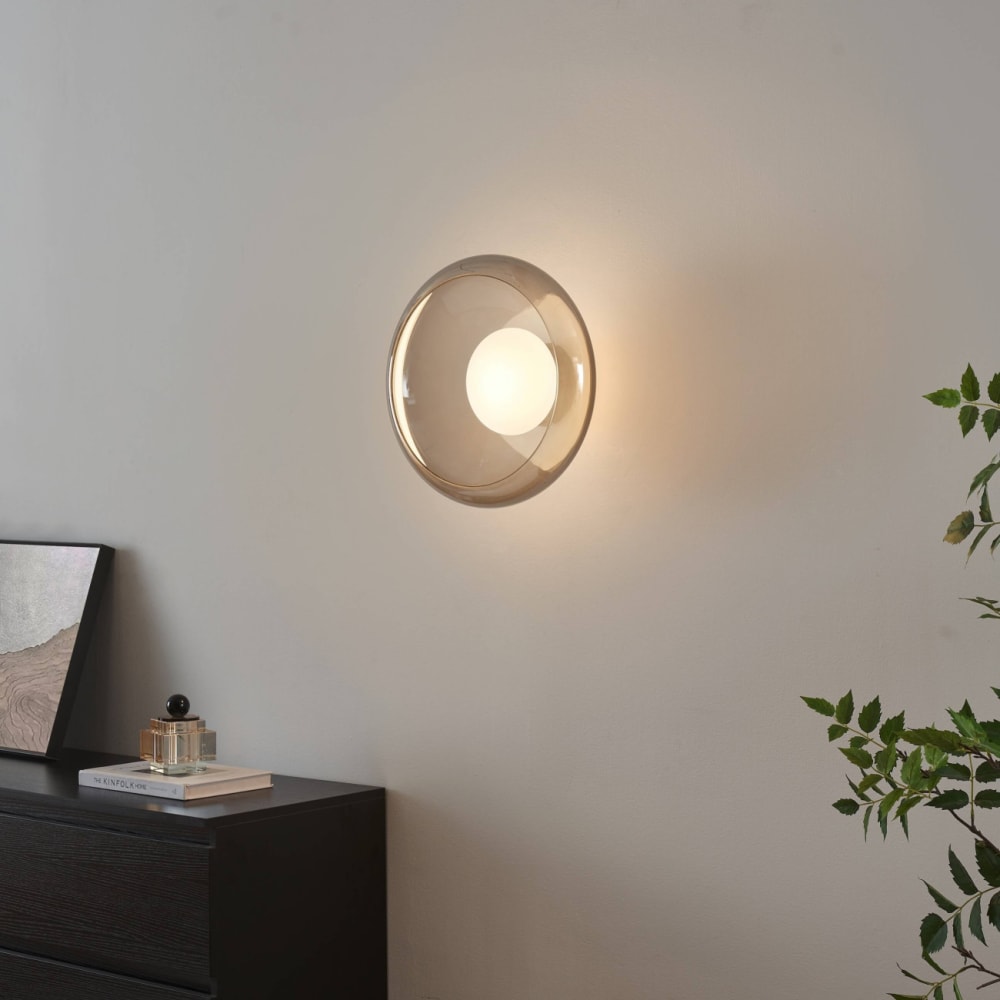 Plafonnier en verre gris fumé et blanc 33 cm — vue 4