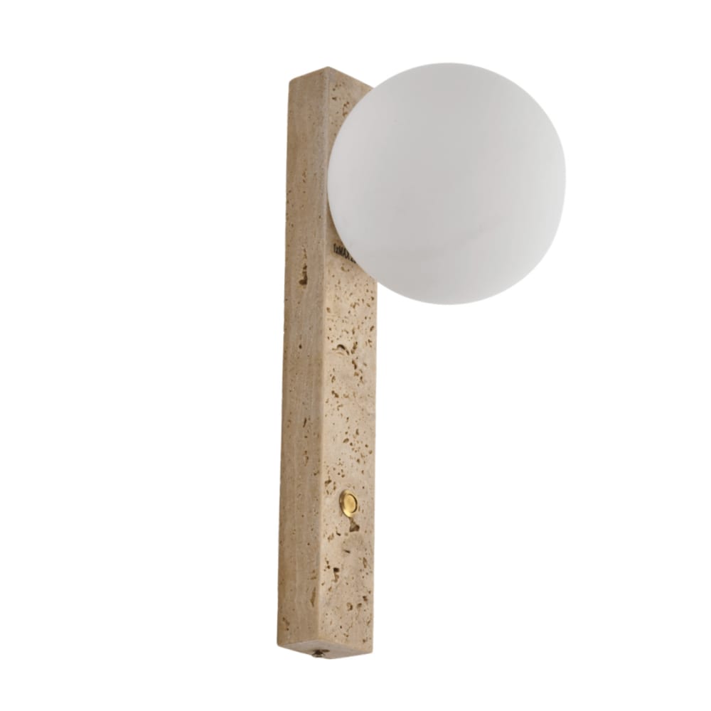 Applique en verre Beige, blanc et laiton 30 cm