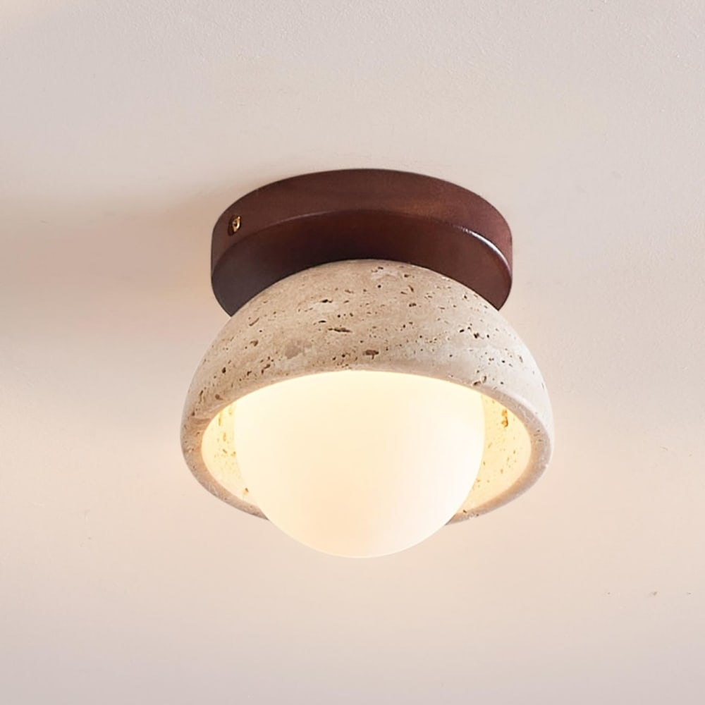 Applique en verre beige blanc et bois 15 cm — vue 3