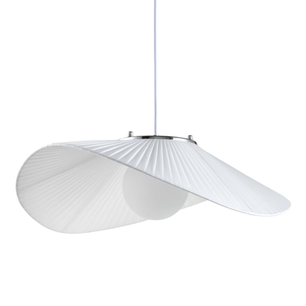 Suspension en verre Blanc et argenté 50 cm