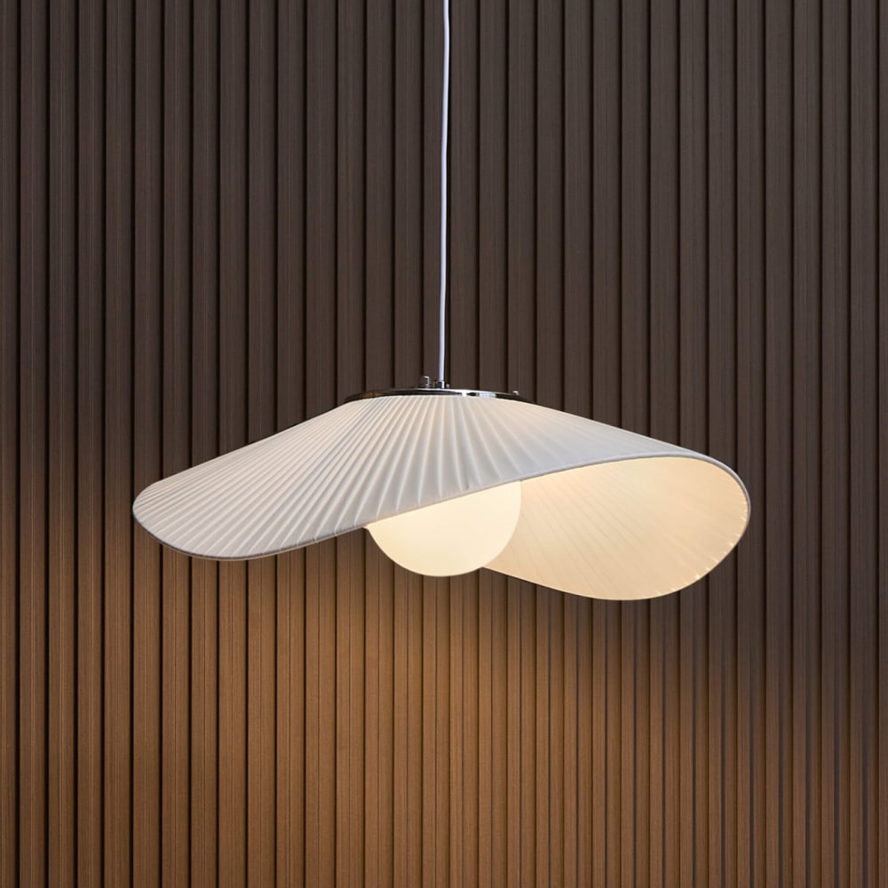 Hängeleuchte aus Metall und Glas 15 cm, Weiß/Silber - Maisons Du