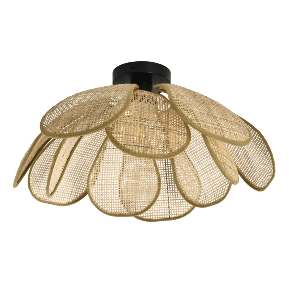 Kosilum Deckenleuchte aus Rattan und Eisen 30 cm, Beige Beige Metall