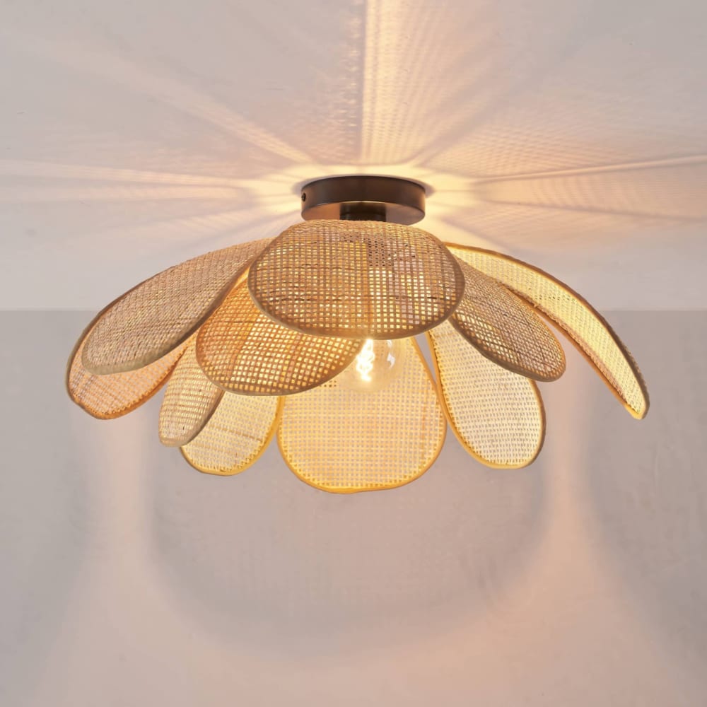 Plafonnier en rotin et métal beige 50 cm — vue 4