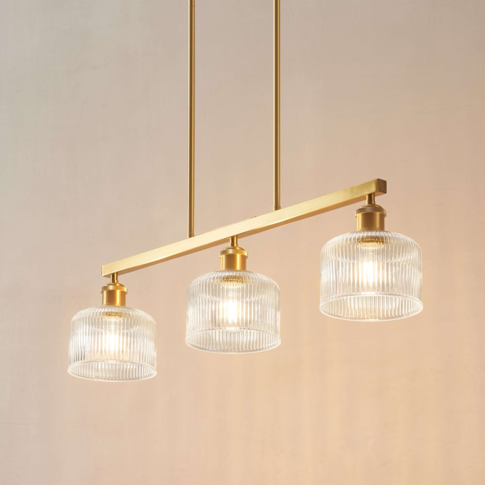 Suspension en verre transparent et laiton 75 cm — vue 4