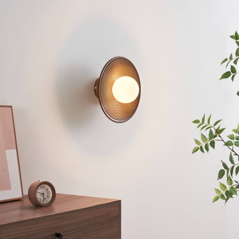 Plafonnier en verre bois et blanc 25 cm — vue 4