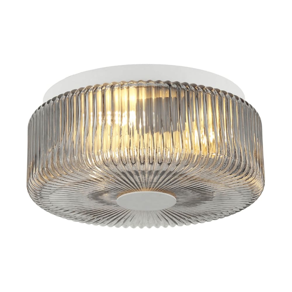 Kosilum Deckenleuchte aus Metall und Glas 13 cm, Rauchgrau und Weiß - Glas