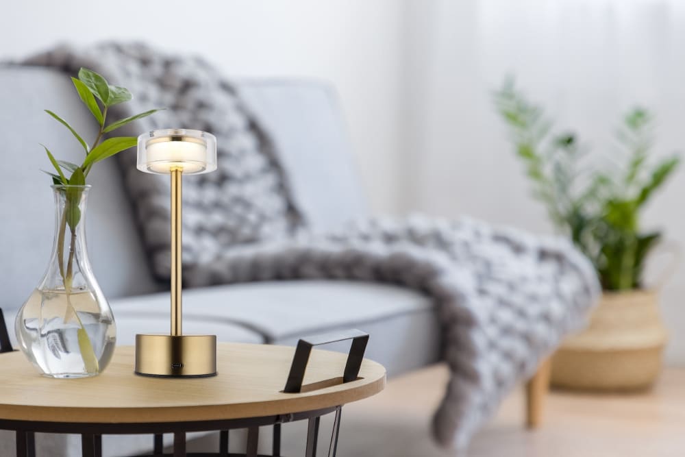 Lampe à poser métal couleur laiton mat, 23,5cm — vue 3