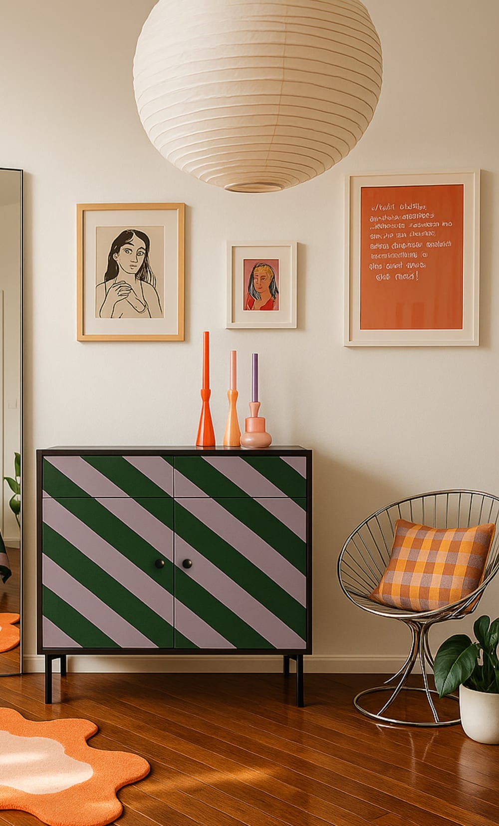 Sideboard MDF 2 Türen und 2 Schubladen mit Druckmuster - Maisons