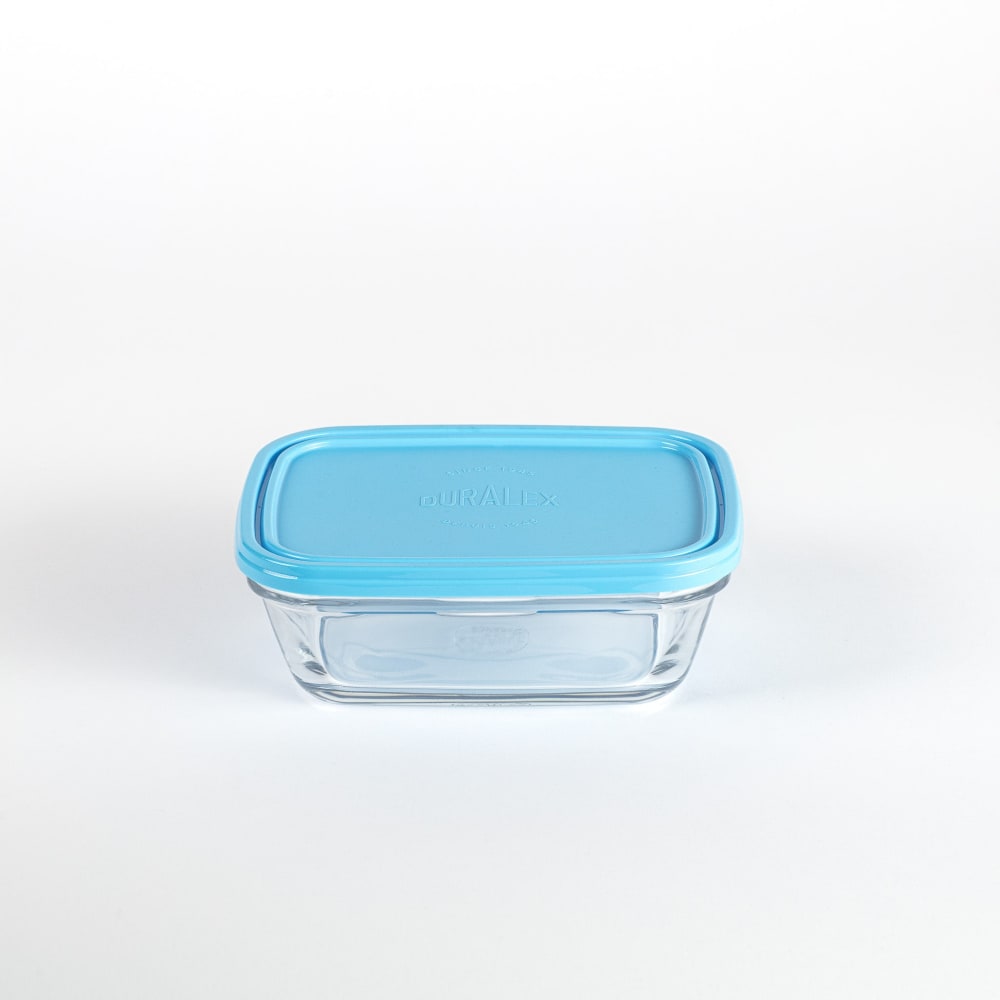 Boite de conservation rectangulaire couvercle bleu 1,1L