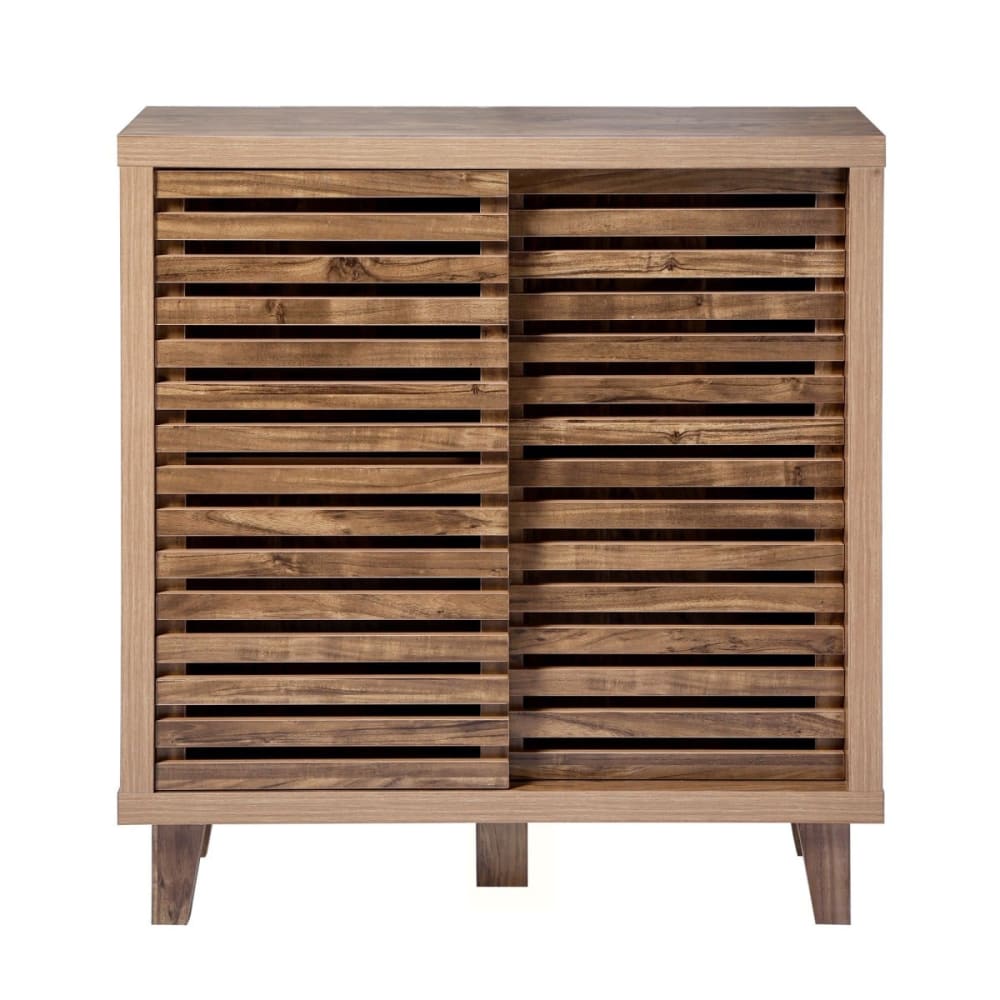 Buffet 2 portes coulissantes L80 cm - Effet Bois foncé