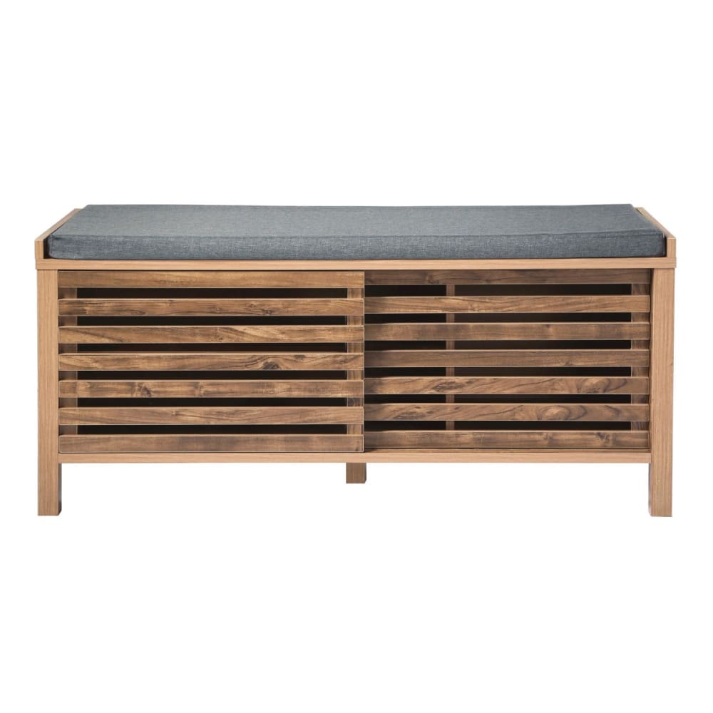 Banc à chaussures 2 portes coulissantes l112 cm - bois foncé
