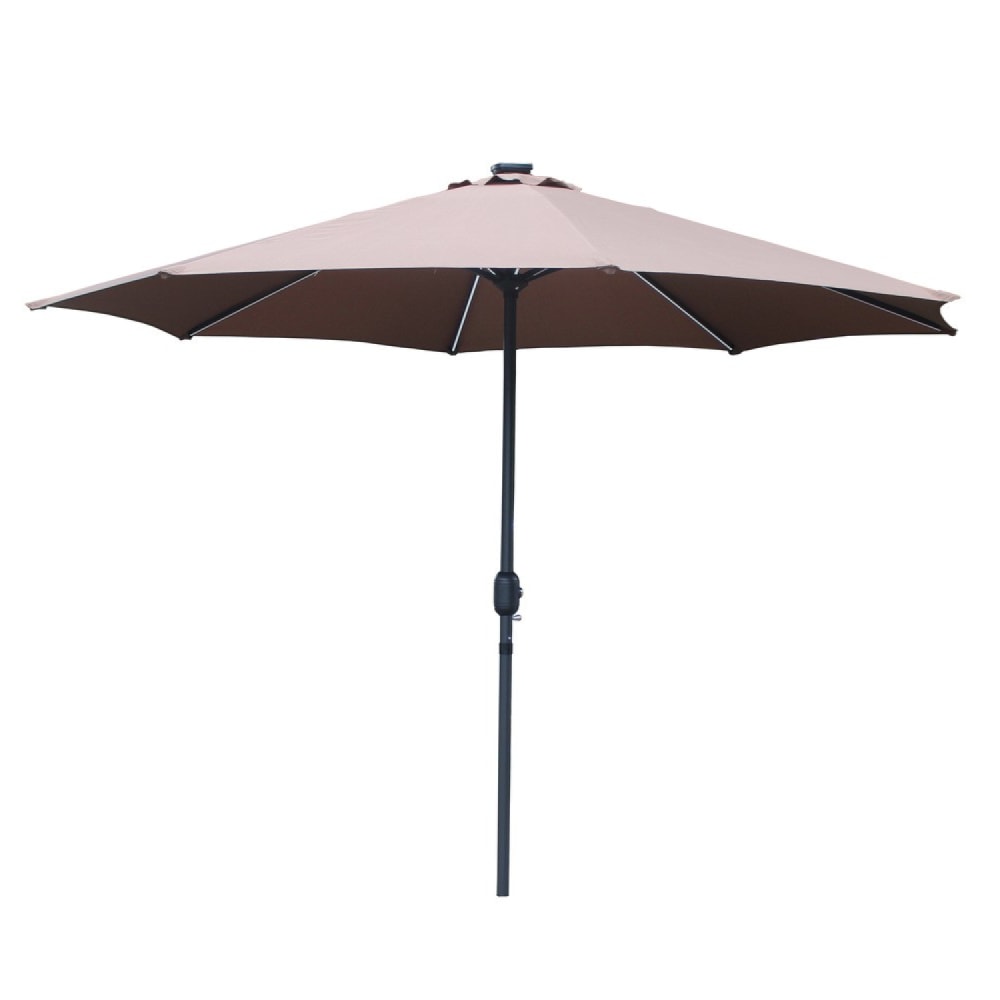 Parasol marron rond 2,92 x 2,92 m led
