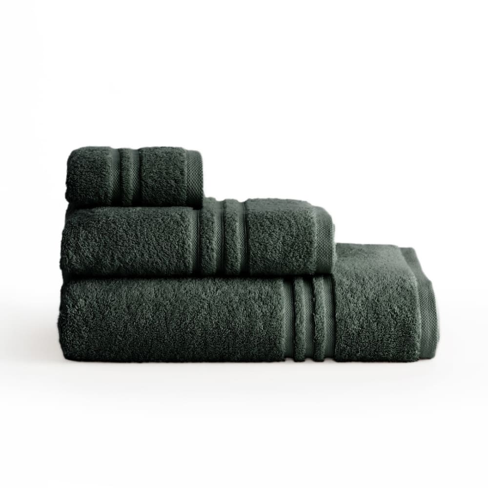 Boheme Set mit 3 dunkelgrünen Baumwoll-700g Badetüchern (30x50+50x100+70x140) style modern Öko-Tex Zertifikat - Baumwolle