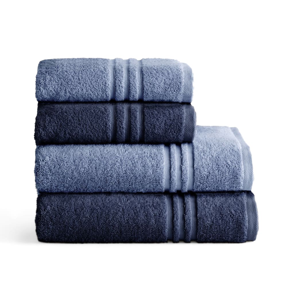 Lot 4 serviettes 700g bain coton bleu marine-bleu clair(50x100+70x140)