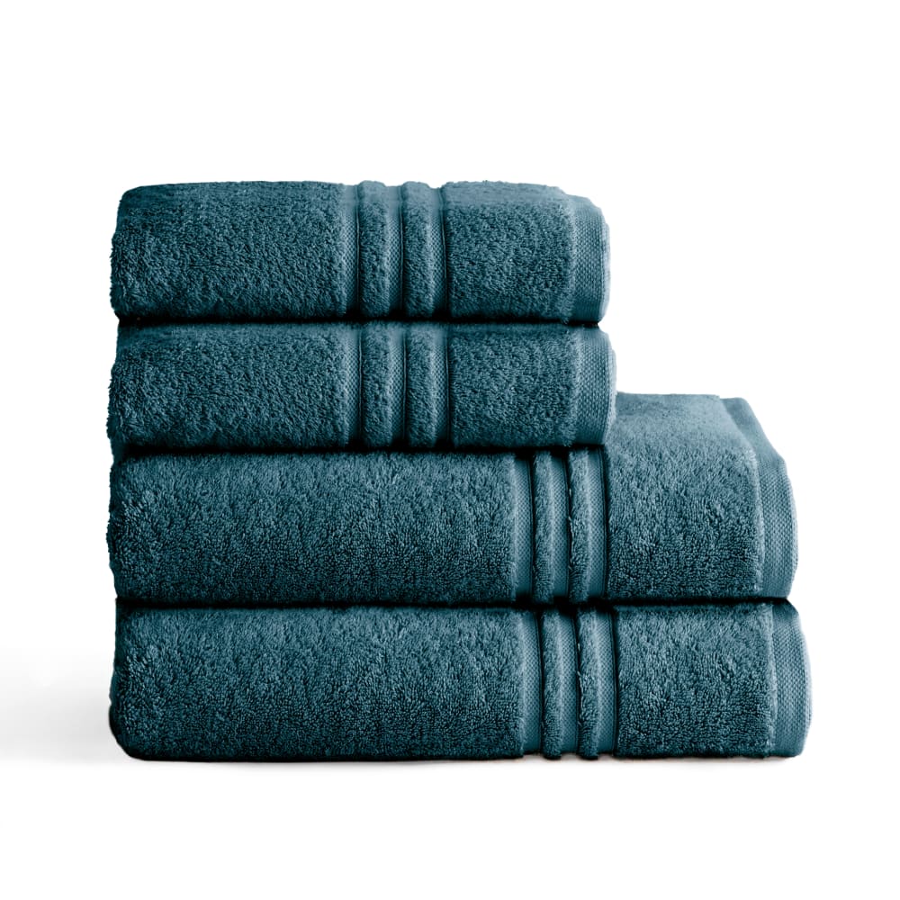 Boheme Set mit 4 türkisblauen Baumwoll-700g Badetüchern (50x100)+ (70x140) style modern Öko-Tex Zertifikat - Baumwolle