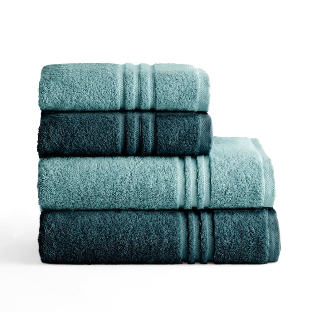 Lot 4 serviettes 700g bain coton turquoise-aigue marine(50x100+70x140)