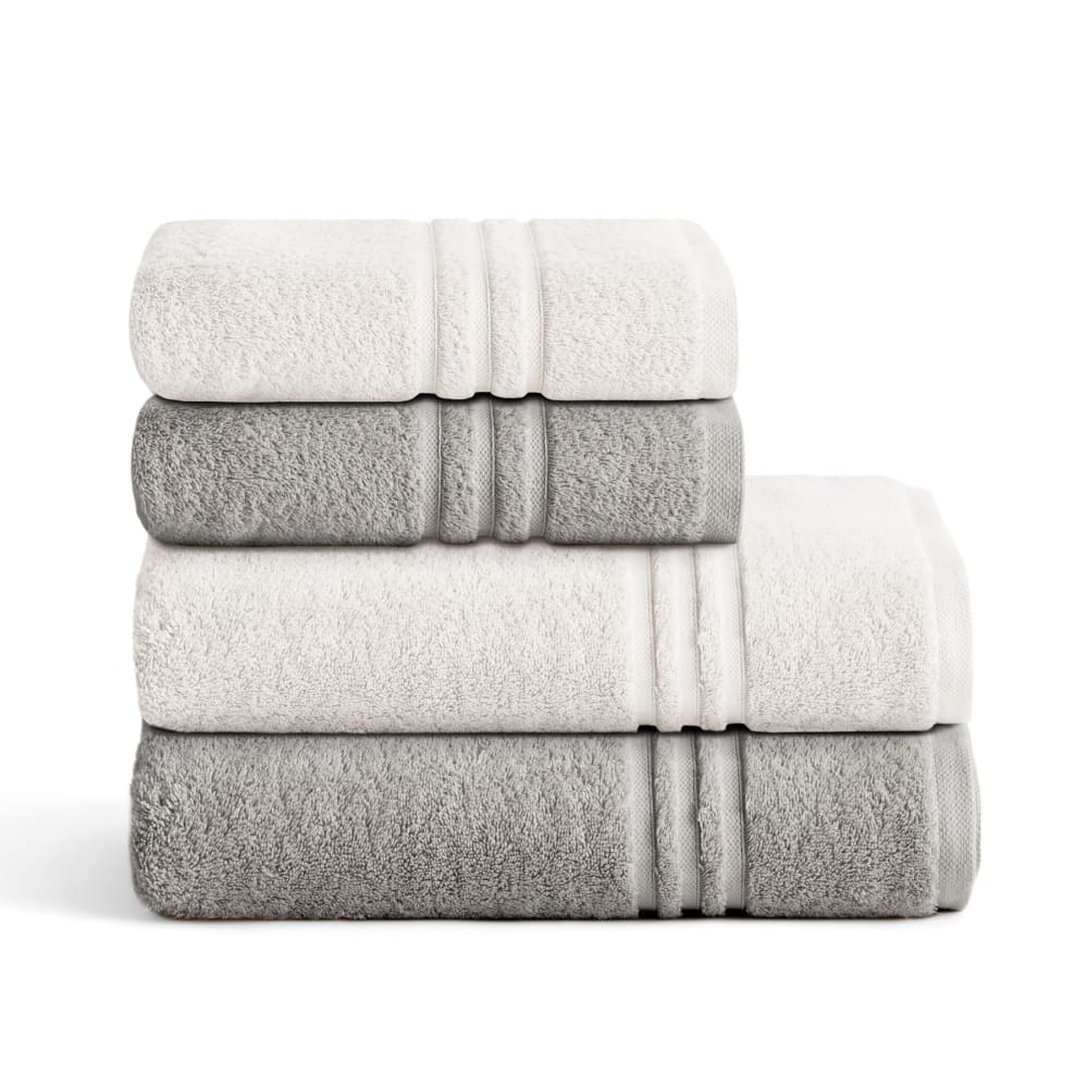 Boheme 4er-Set Handtücher 700 g/m² Weiß/Grau (50×100+70×140) style modern Mehrfarbig Baumwolle