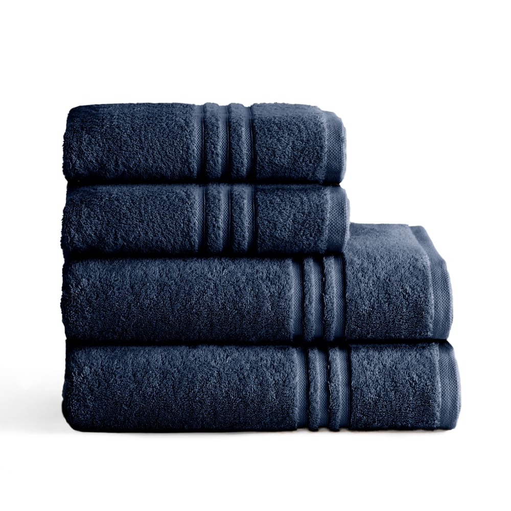Lot 4 serviettes 700g bain en coton bleu foncé 2(50x100+70x140)