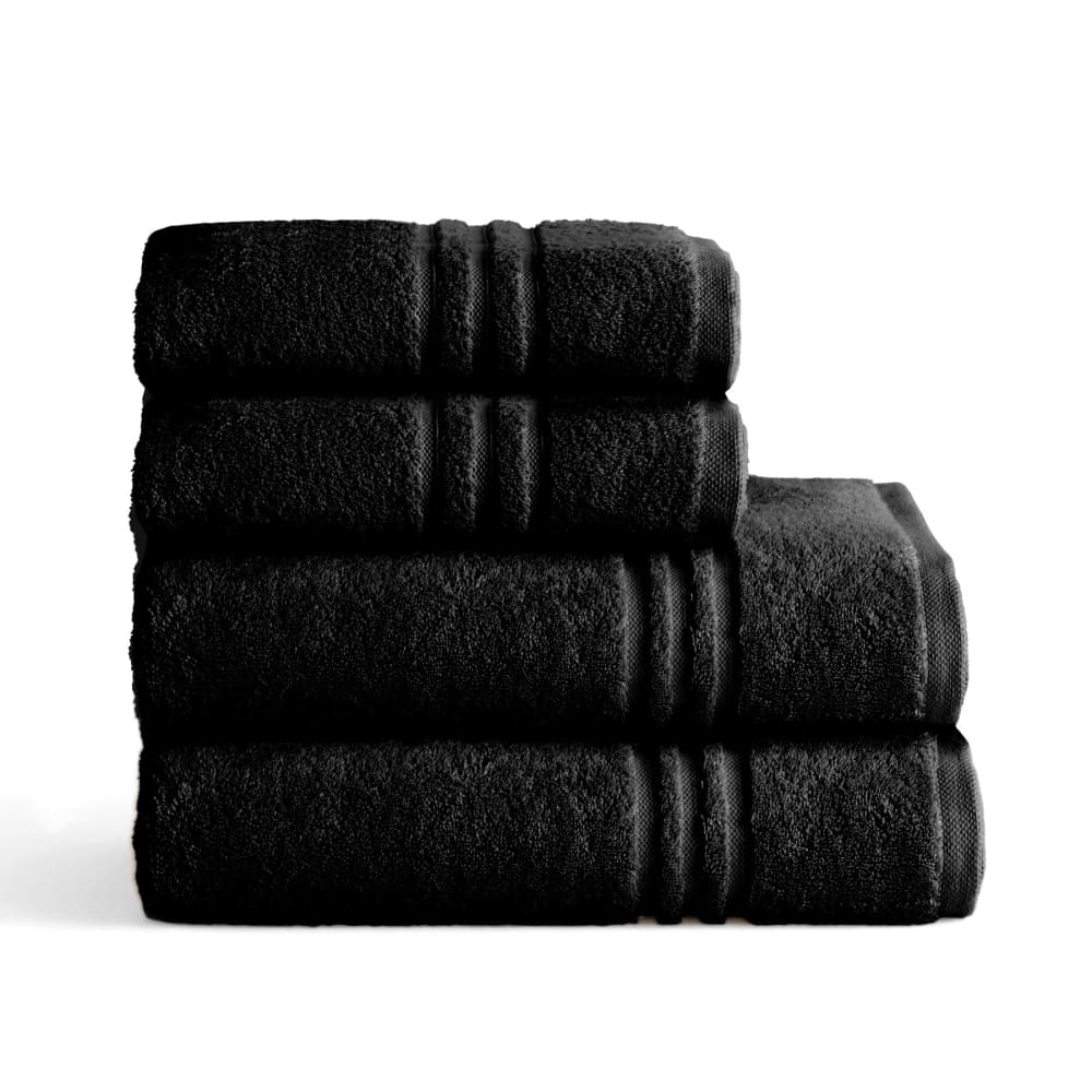 Boheme Set mit 4 schwarzen Baumwoll-700g Badetüchern (50x100)+ (70x140) style modern - Baumwolle