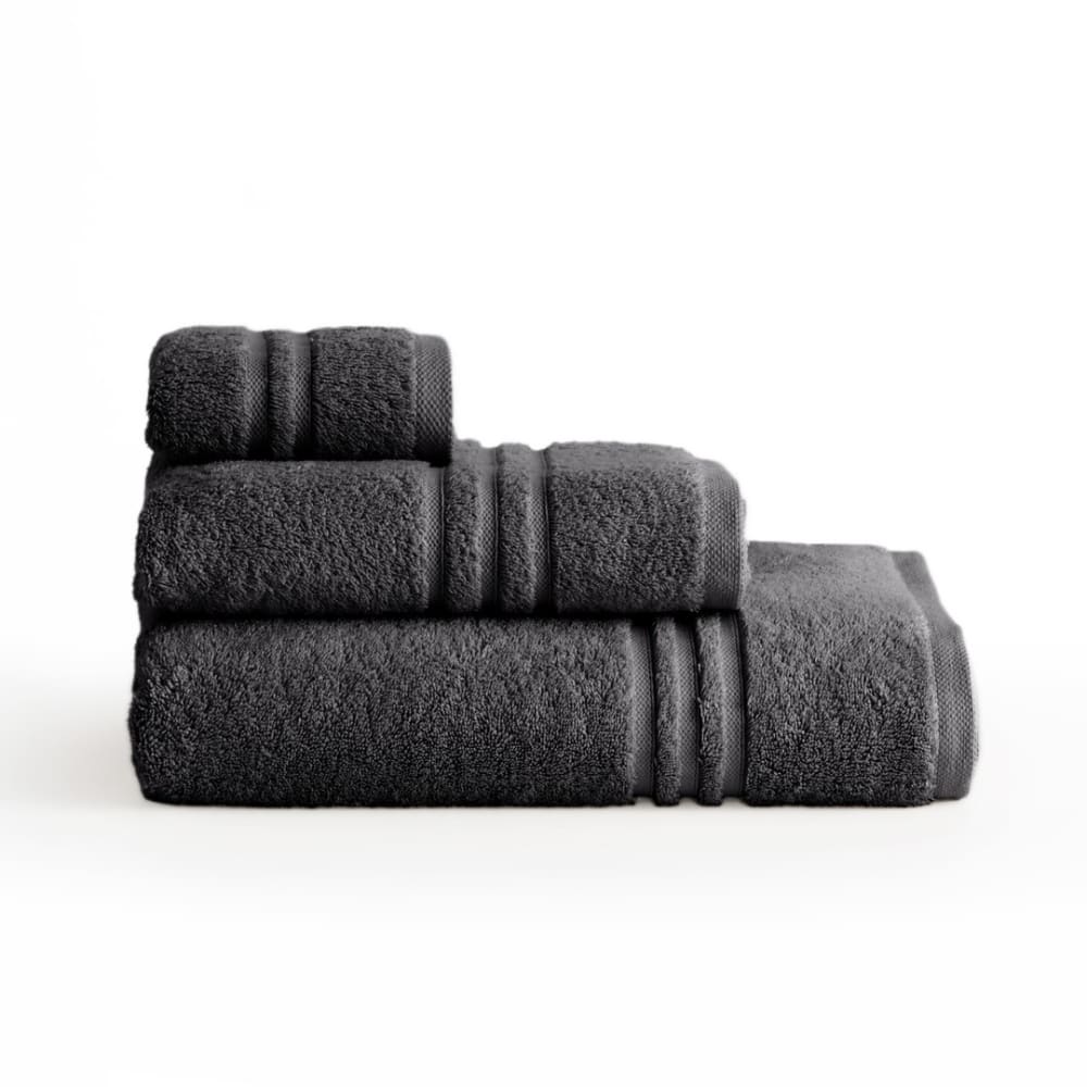 Boheme Set mit 3 dunkelgrauen Baumwoll-700g Badetüchern (30x50+50x100+70x140) style modern Öko-Tex Zertifikat - Baumwolle