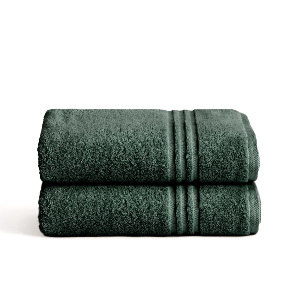 Boheme Set mit 2 dunkelgrünen Baumwoll-700g Handtüchern (50x100) style modern Öko-Tex Zertifikat - Baumwolle
