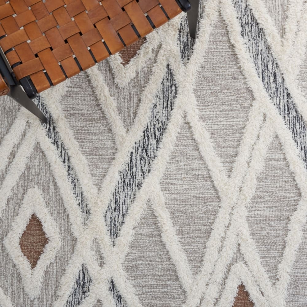 Tapis marocain en laine gris/blanc, 91 x 152 cm — vue 4