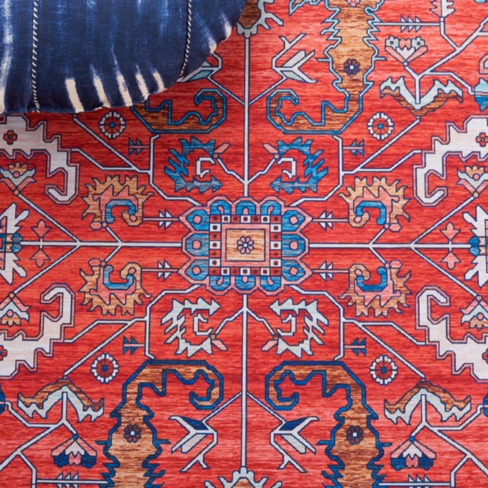 Tapis florale en polyester orange/bleu, 152 x 244 cm — vue 4