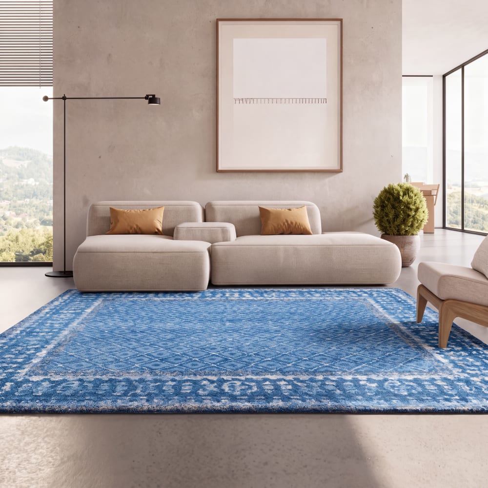 Safavieh Zeitgenössische Polypropylen-Teppich in Blau, 155 x 229 cm style modern Blau Pp - Polypropylen