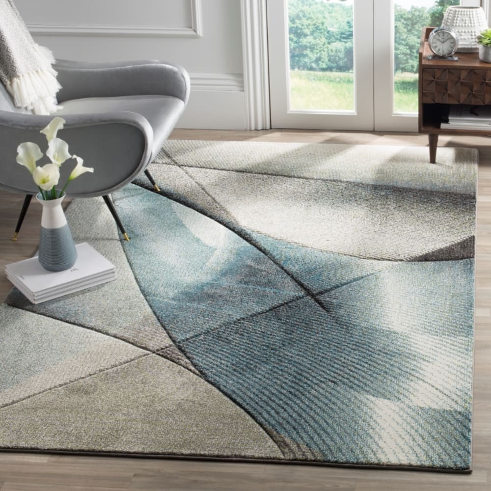 Zeitgenössische Polypropylen-Teppich in Grau/Blau, 160 x 229 cm -
