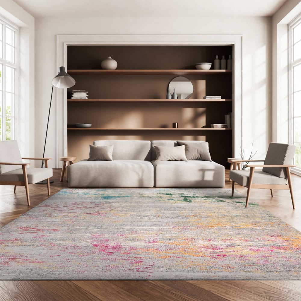Tapis contemporain en polypropylène gris/or, 244 x 305 cm — vue 4