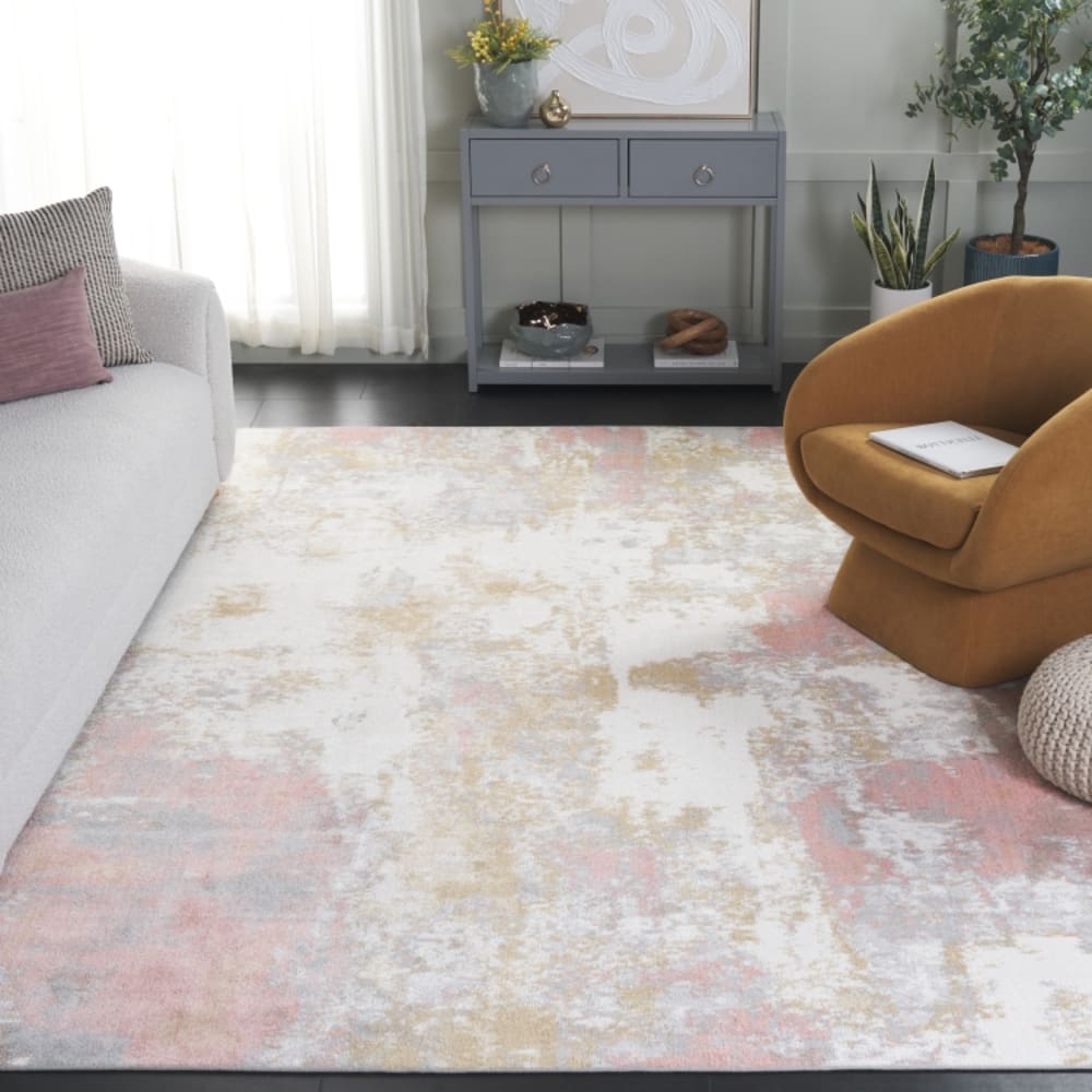Tapis contemporain en polyester blanc/gris, 160 x 229 cm — vue 3