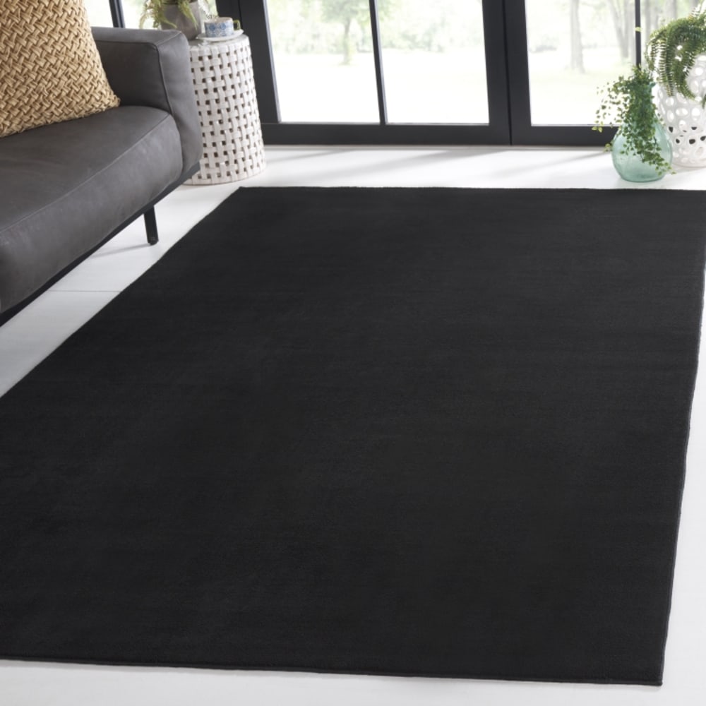 Tapis contemporain en polyester noir, 91 x 152 cm — vue 3