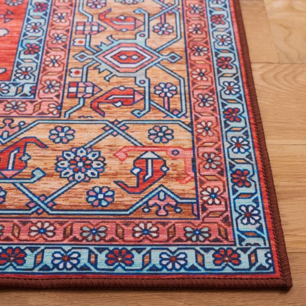 Tapis florale en polyester orange/bleu, 183 x 274 cm — vue 4