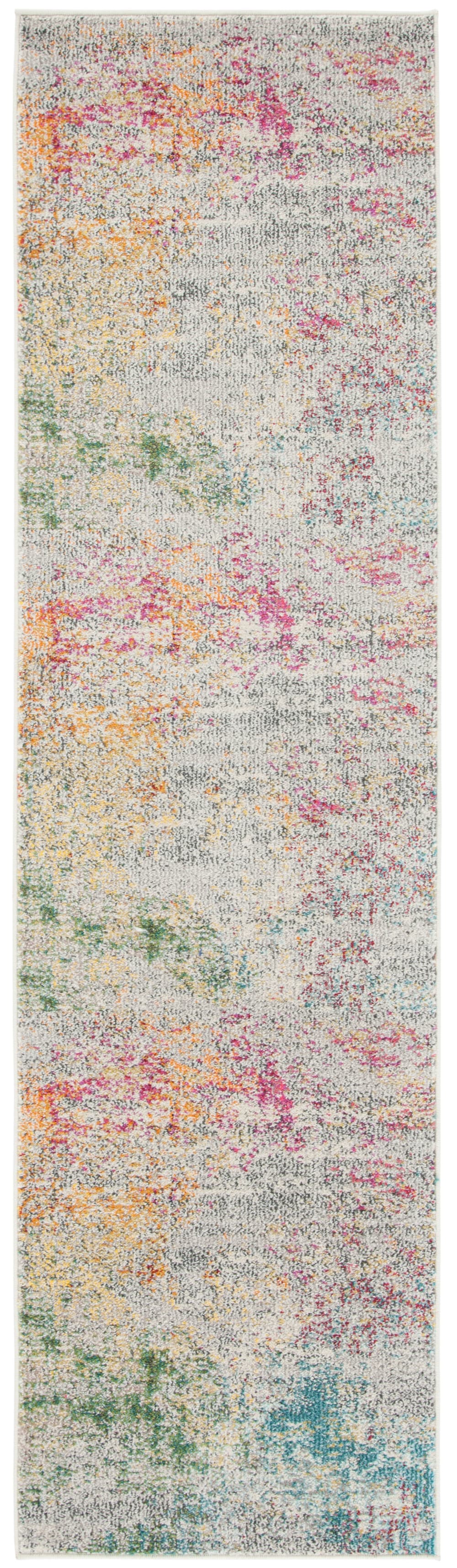 Tapis contemporain en polypropylène gris/or, 66 x 183 cm