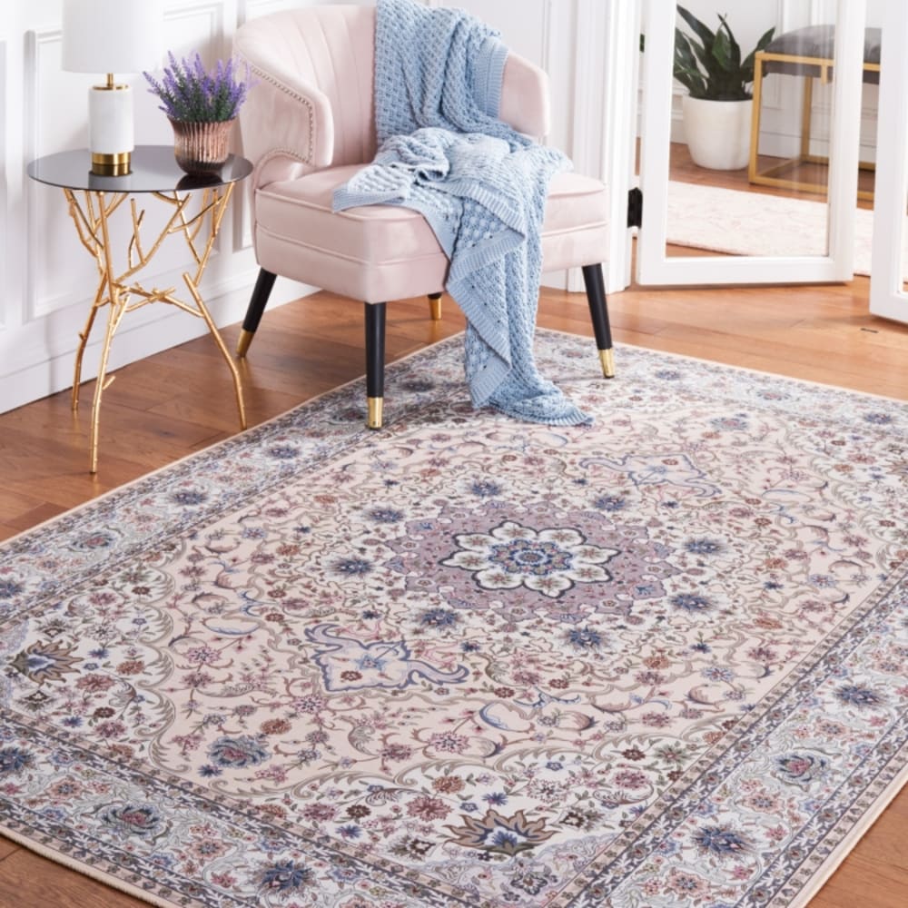 Tapis de transition en polyester beige/vert, 152 x 244 cm — vue 3