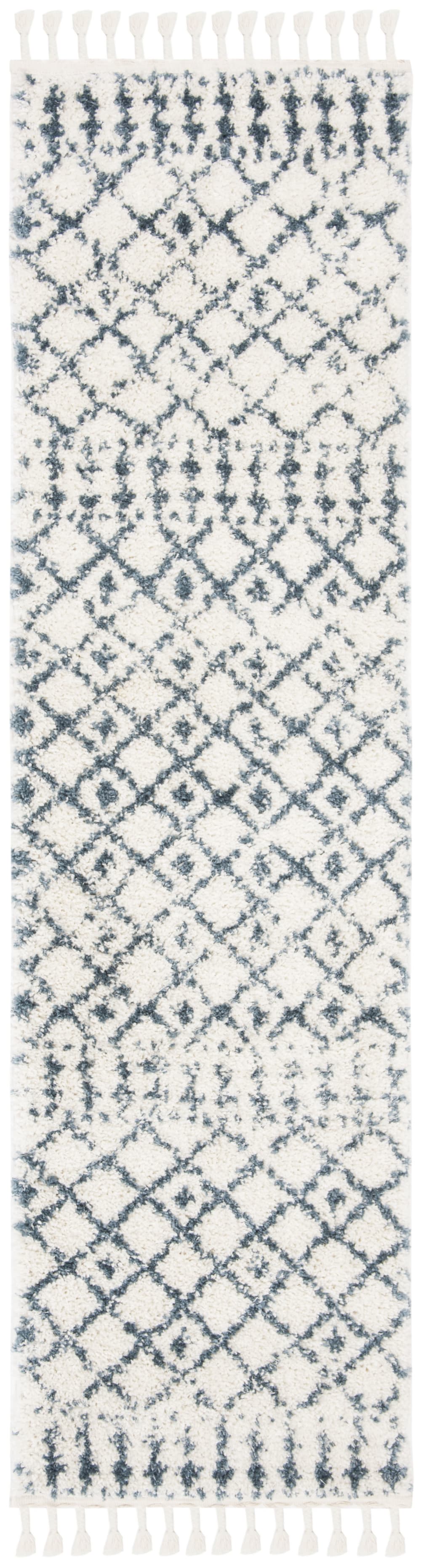 Tapis en polypropylène beige/bleu, 66 x 244 cm