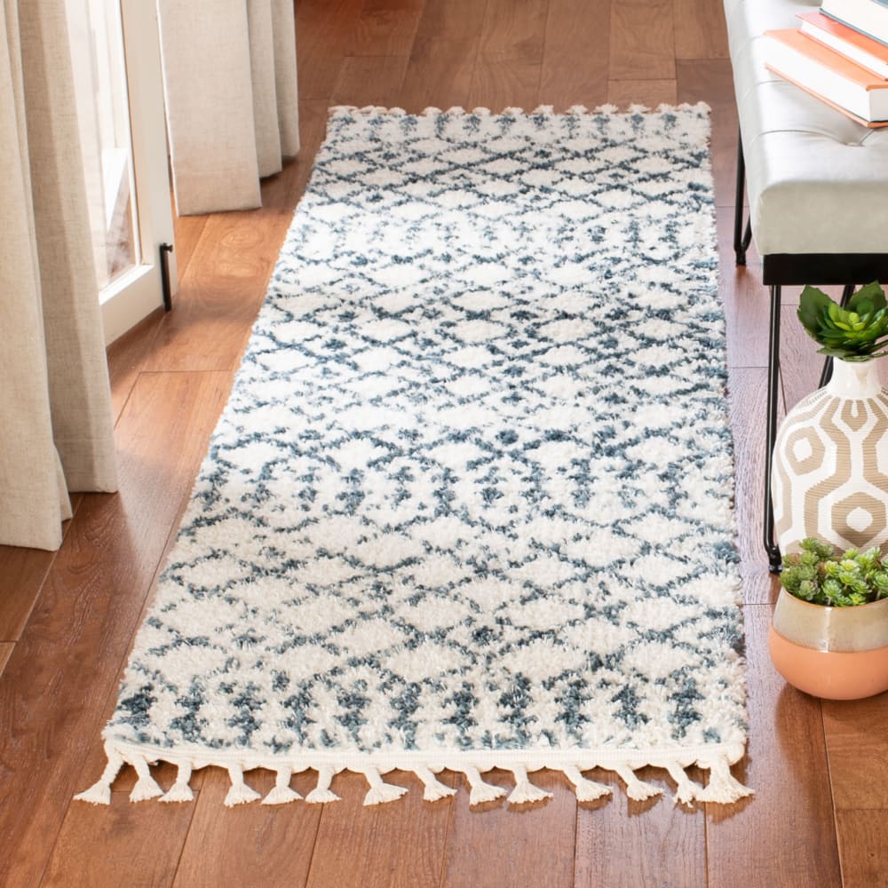 Tapis en polypropylène beige/bleu, 66 x 244 cm — vue 3