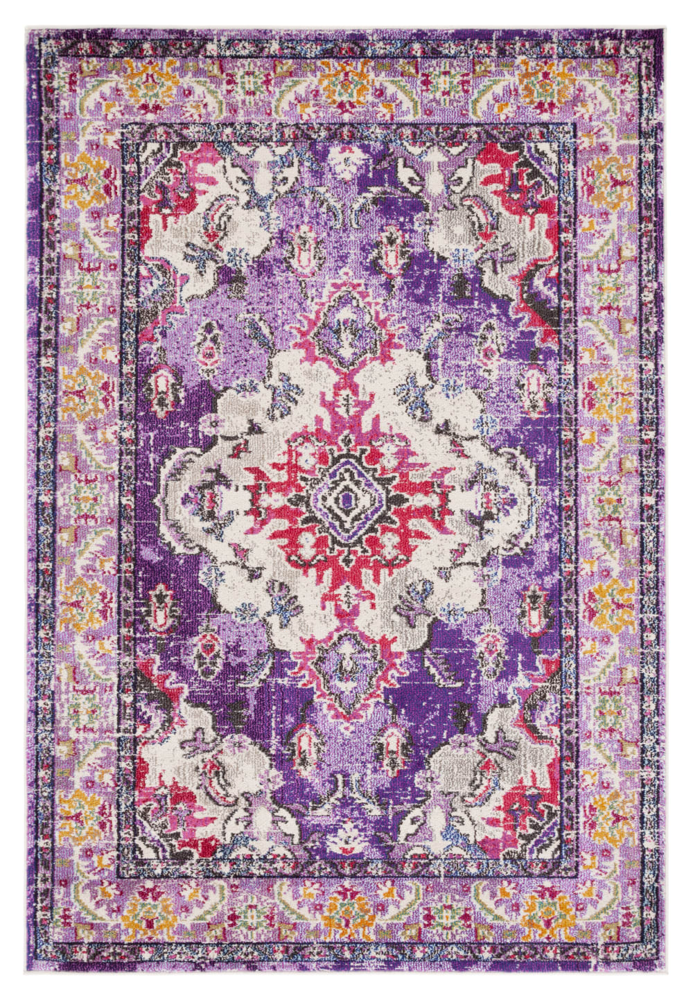 Tapis bohème chic en polypropylène violet/rose, 155 x 231 cm