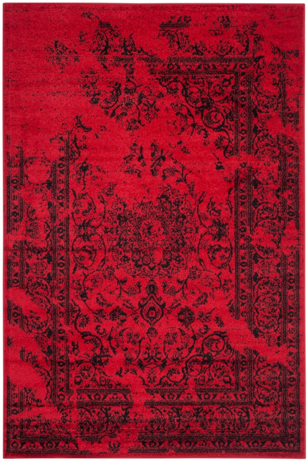 Tapis patiné en polypropylène rouge/noir, 155 x 229 cm