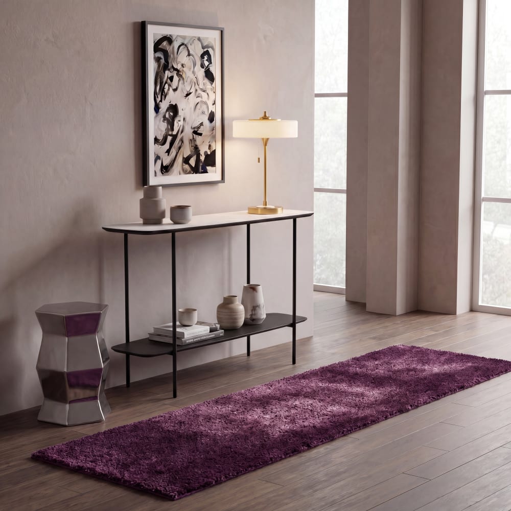Tapis shag en polypropylène violet, 69 x 183 cm — vue 3