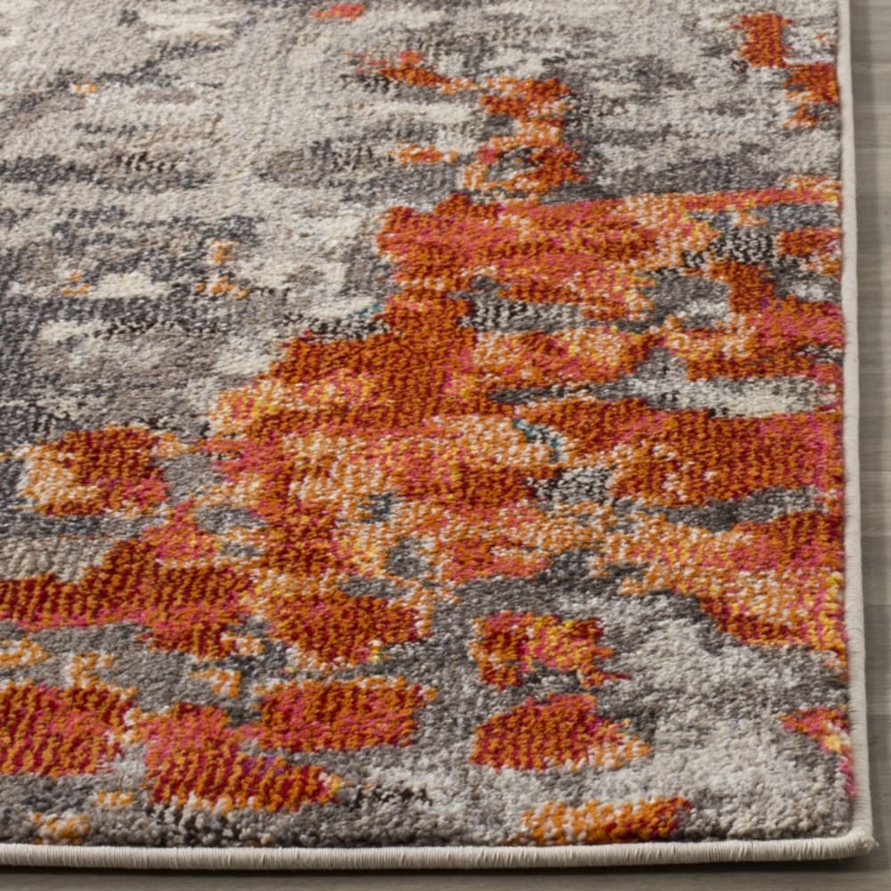 Tapis bohème chic en polypropylène gris/orange, 66 x 183 cm — vue 4