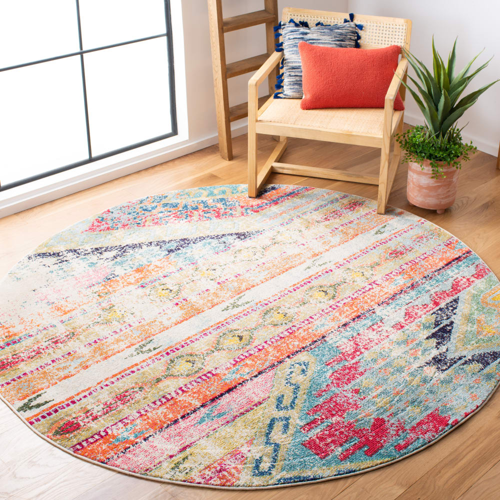 Tapis bohème chic en polypropylène multicolore, 152 cm — vue 3