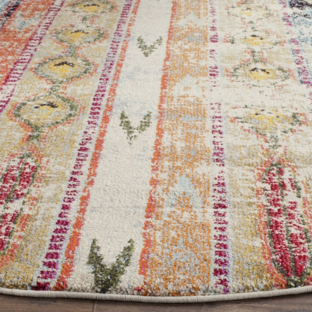 Tapis bohème chic en polypropylène multicolore, 152 cm — vue 4