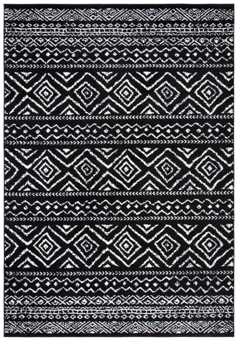 Tapis bohémien en polypropylène noir/blanc, 160 x 229 cm