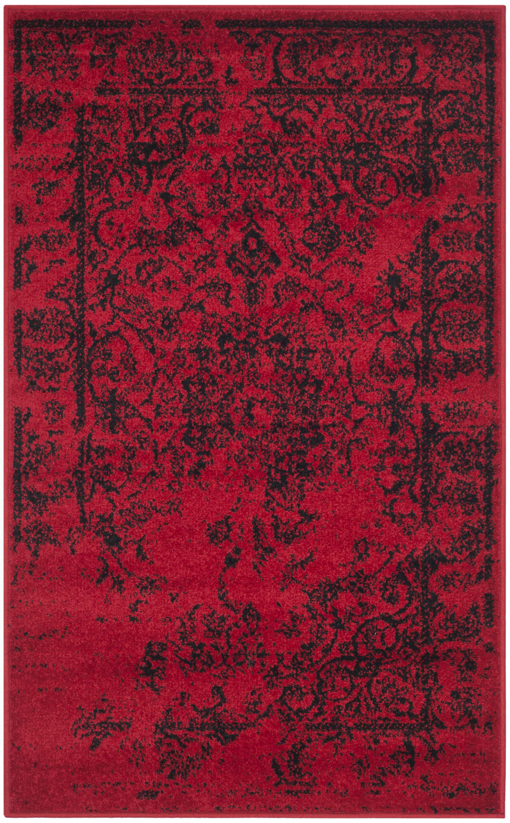 Tapis patiné en polypropylène rouge/noir, 91 x 152 cm