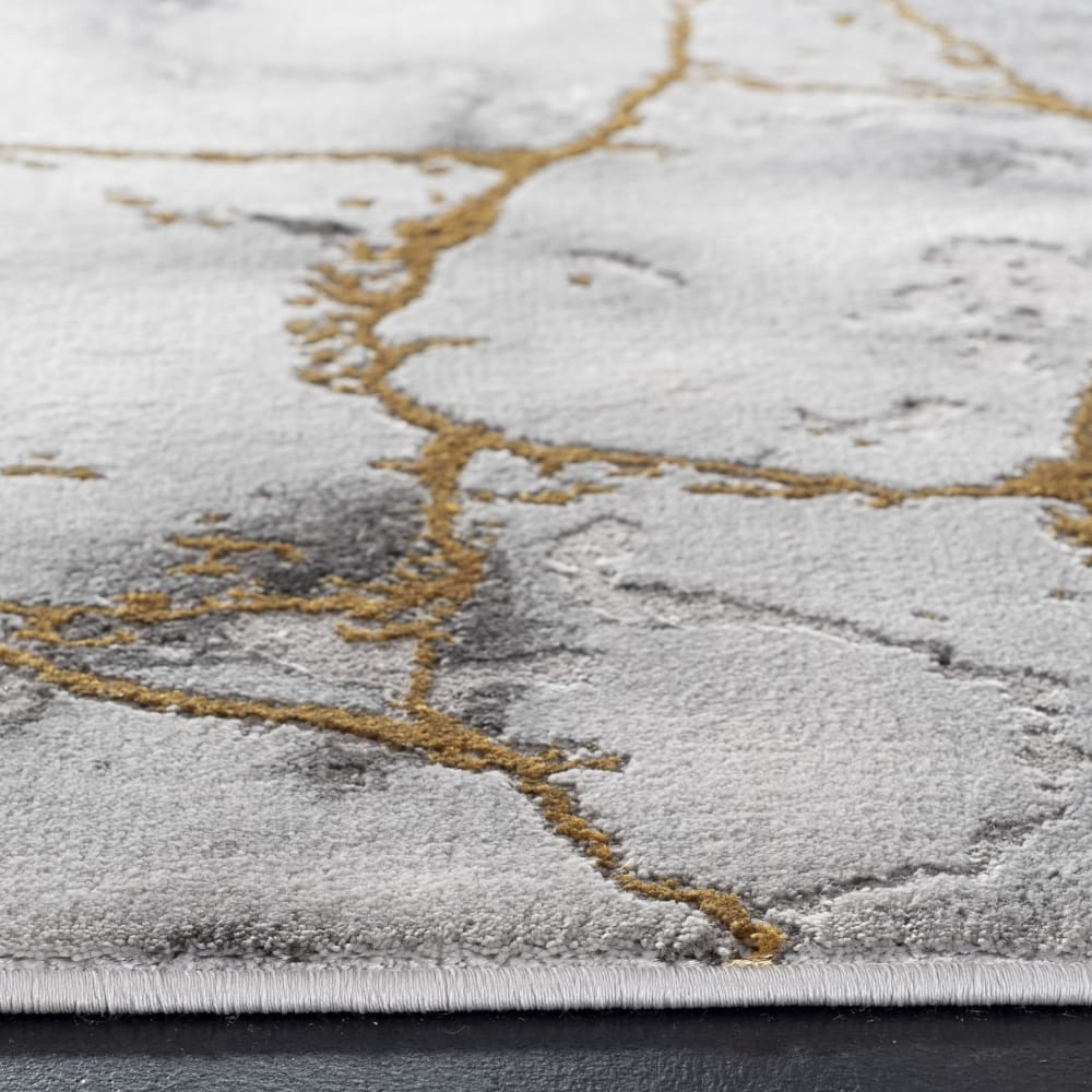 Tapis contemporain en polypropylène gris/or, 201 x 274 cm — vue 4