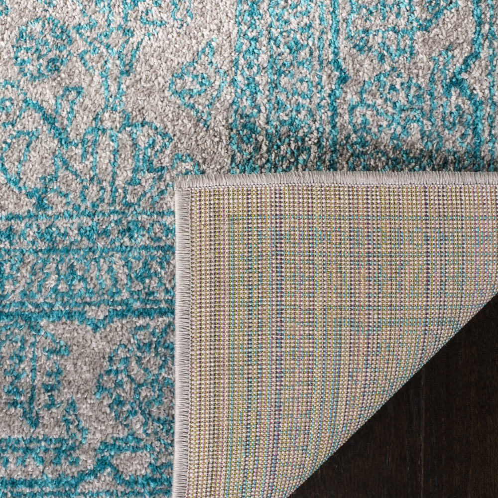 Tapis médaillon en polypropylène gris/bleu, 91 x 152 cm — vue 3